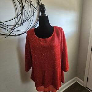 Red Sparkling Knit Top